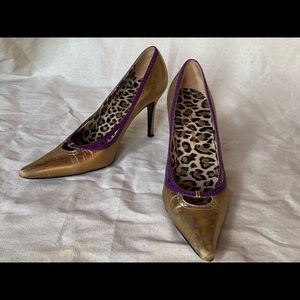 Dolce & Gabbana gold leather heels